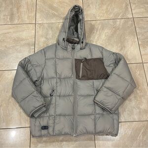 Men’s Heated Square Quilted Puffer Jacket Battery Powered Gray Size L